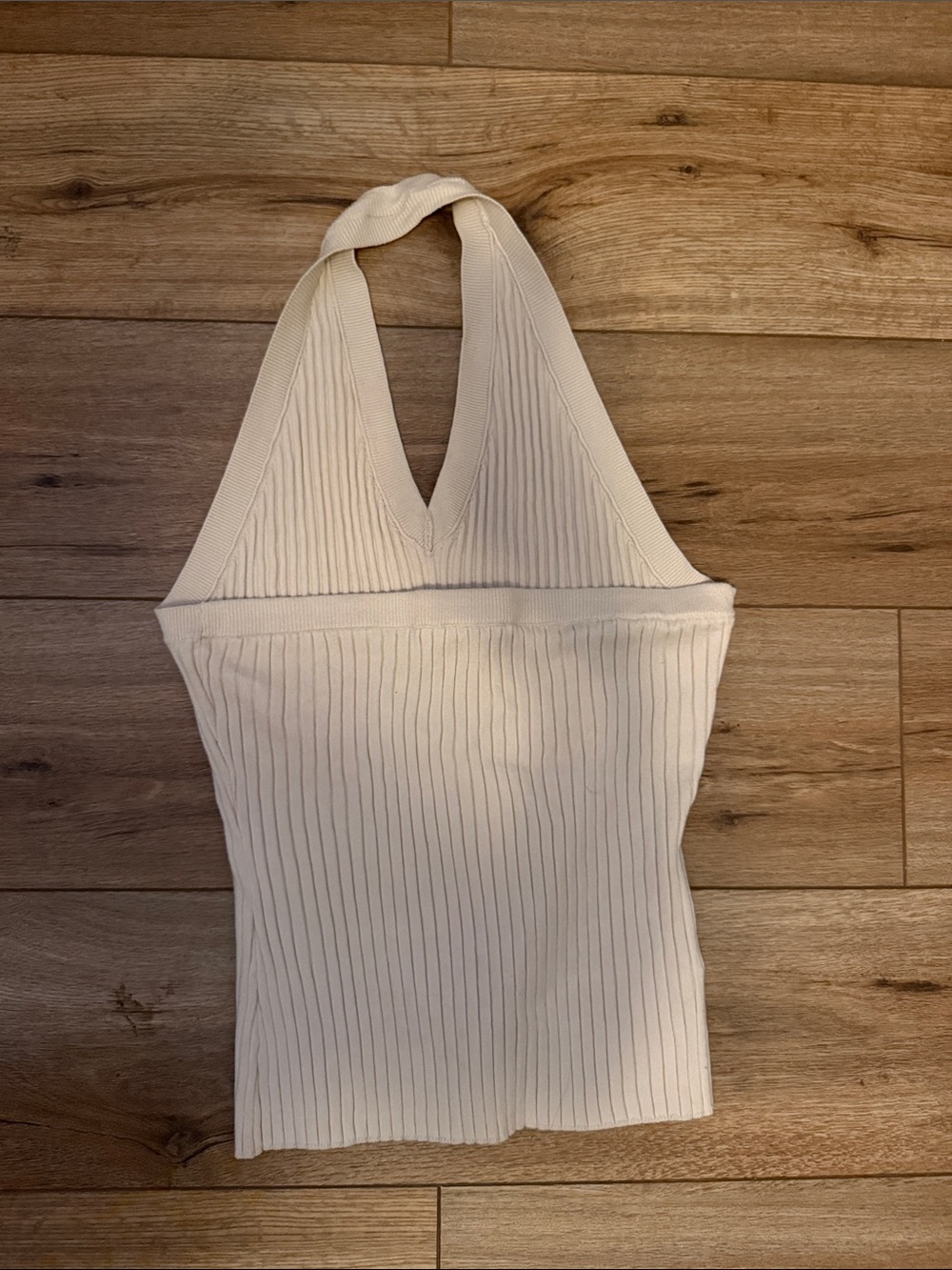 LOFT Cream Ribbed Halter Tank - Picture 2 of 3